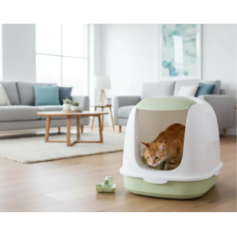 Arenero Cubierto Para Gatos Con Puerta Abatible Y Pala