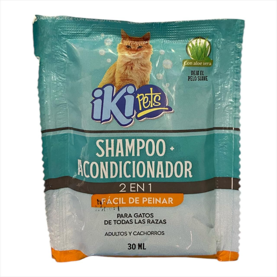 Shampoo Con Acondicionador Sachet Iki Pets 30 Ml Aseo