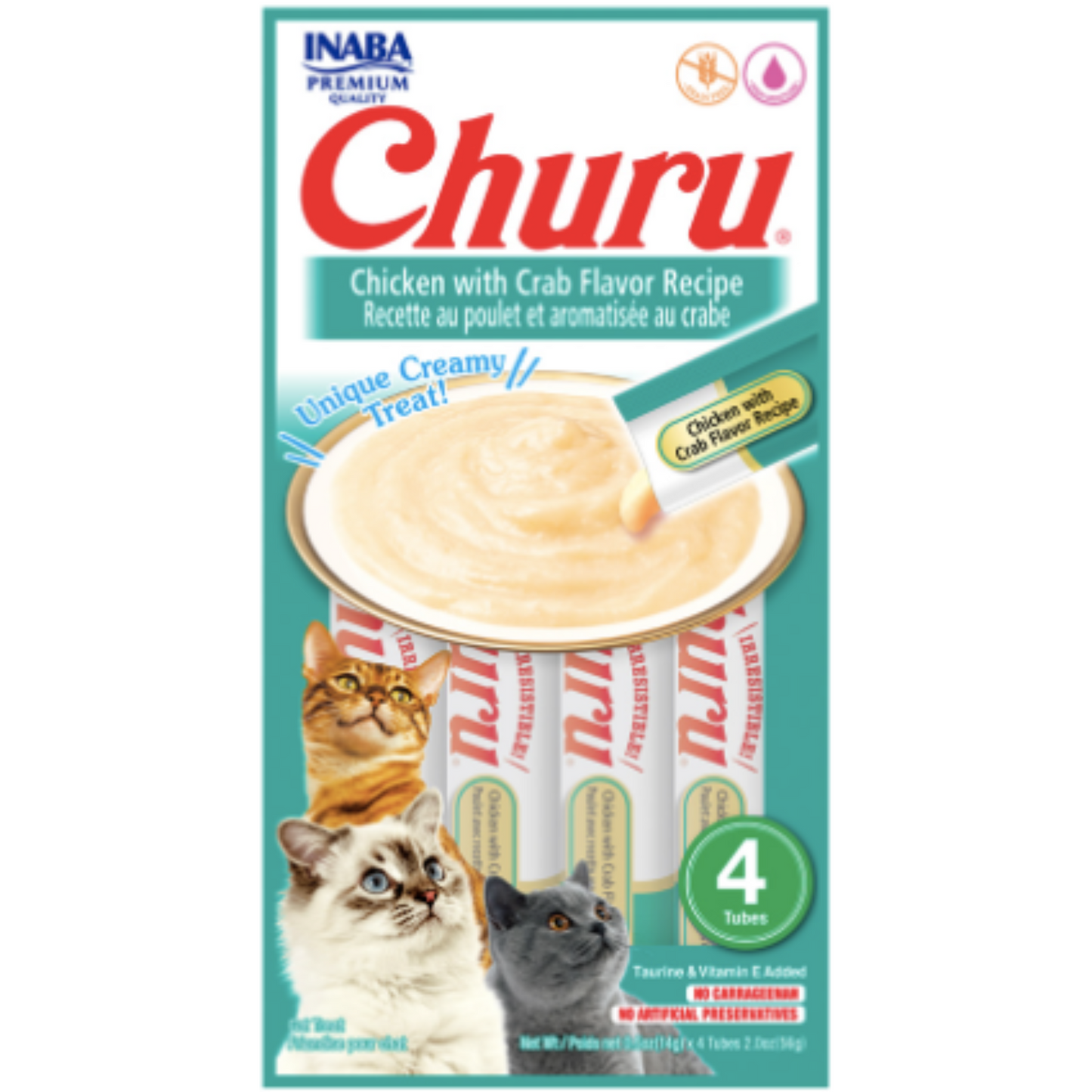 Snack para Gato Churu Sabor Pollo Y Cangrejo (chicken With Crab Flavor) X 4 Unidades
