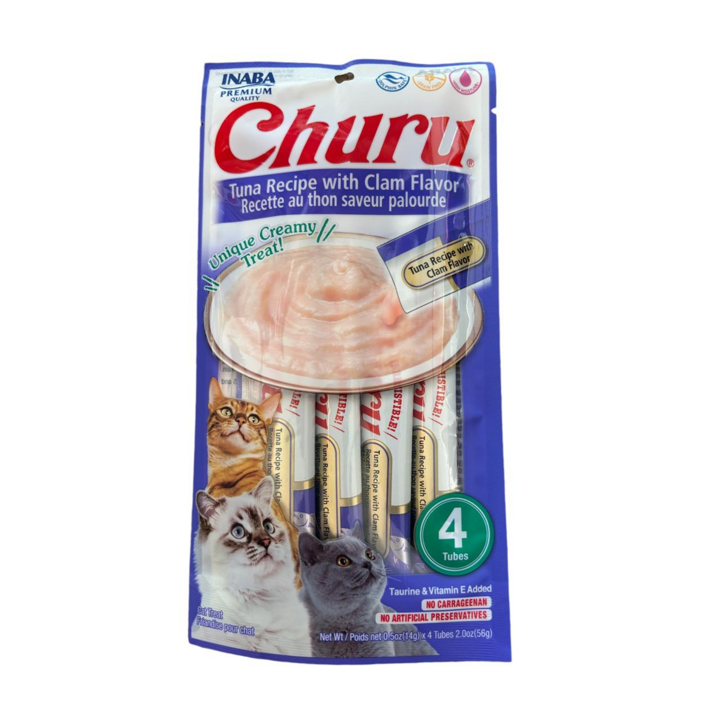 Snack para Gato Churu Sabor Atún Y Almejas (tuna Recipe With Clam Flavor) X 4 Unidades