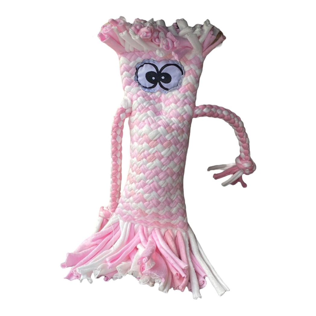 Juguete Para Perro Rasca Encías De Tela Trenzada 20 Cm Largo Con Sonido