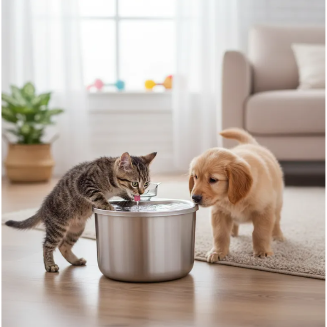 Fuente De Agua Para Mascotas En Acero Inoxidable 2 Litros