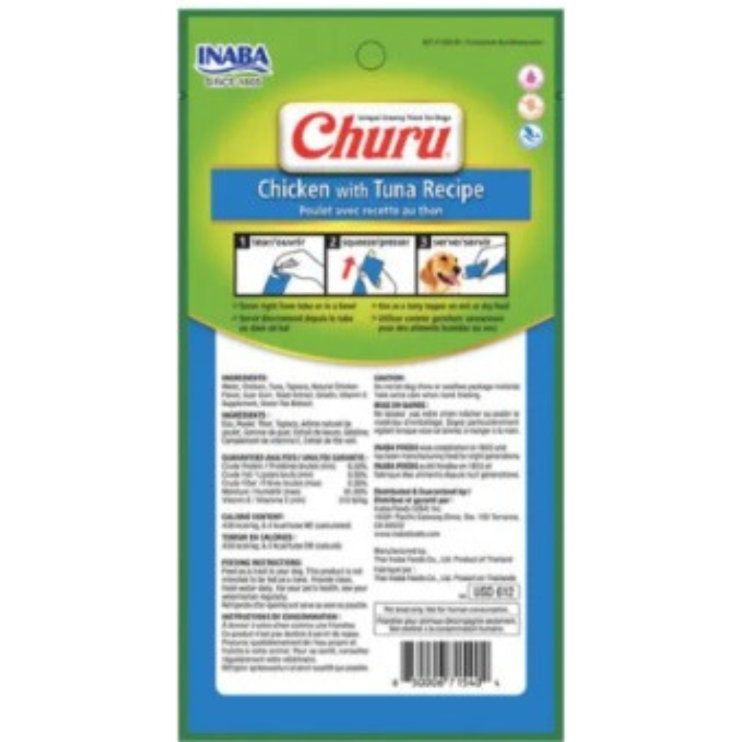 Snack Churu Perros Sabor Pollo Con Atún (chicken With Tuna Recipe) X 4 Unidades