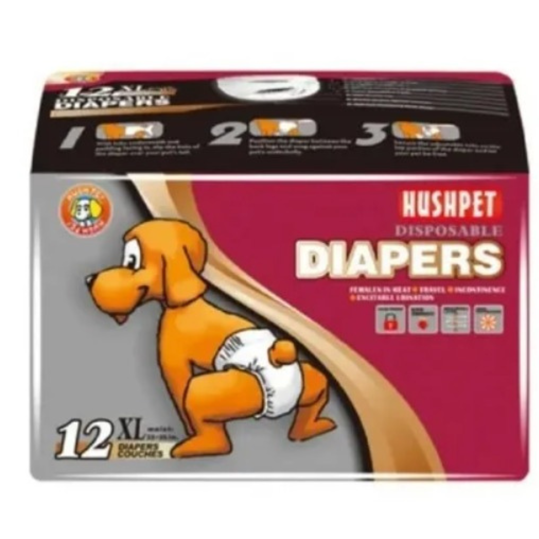 Pañales Desechables Para Mascotas X 12 Unidades Diapers Hushpet Aseo