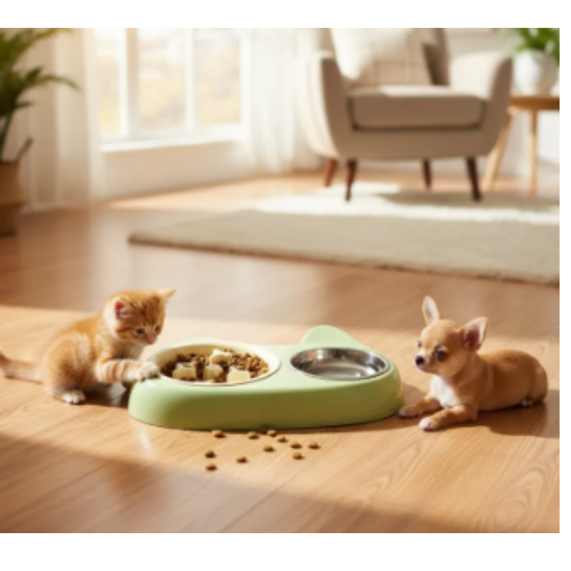 Comedero Y Bebedero Doble Para Gatos Y Perros Pequeños