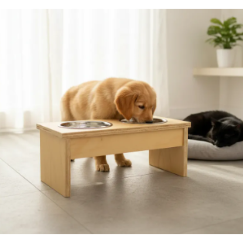 Comedero Bebedero Alto Doble En Tríplex Para Mascotas