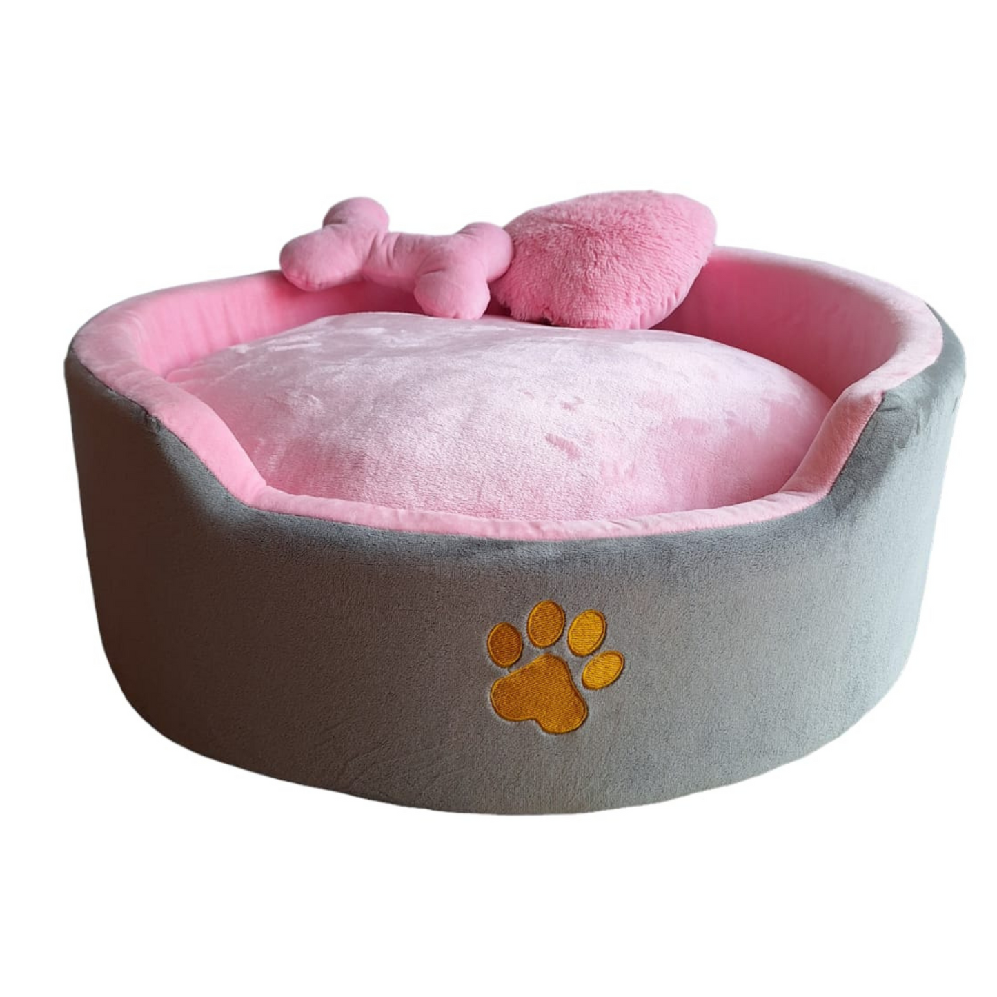 Cama Luxury Para Mascota Gris y rosado