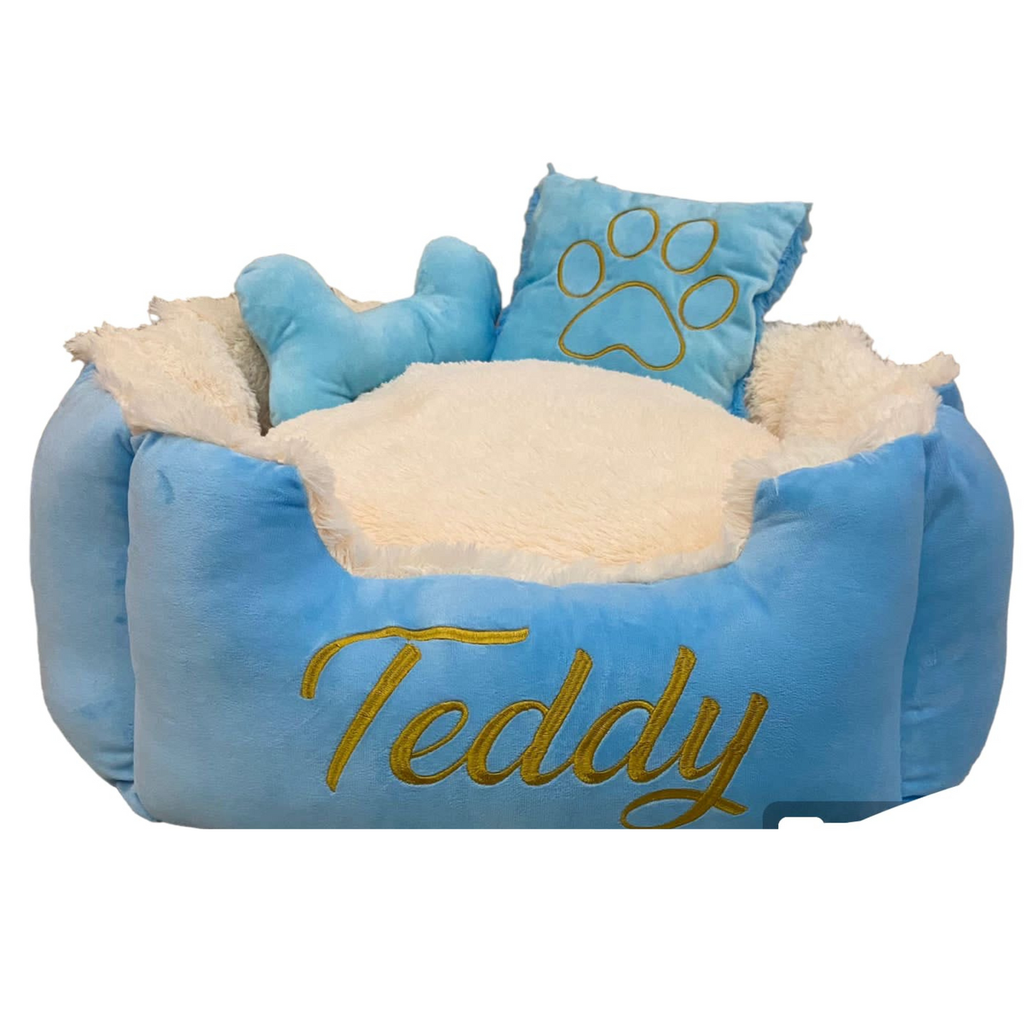 Cama Personalizada Para Mascota Premium Azul