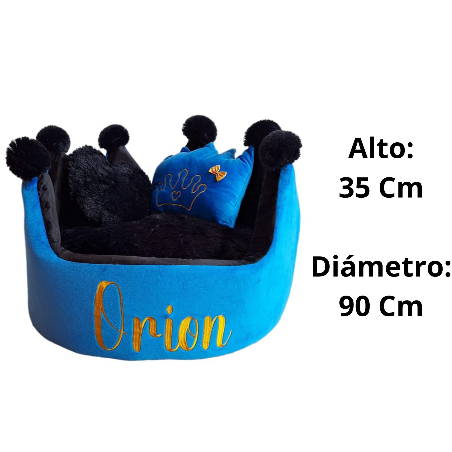 Cama Corona Para Mascota Azul-Negro Para Mascotas