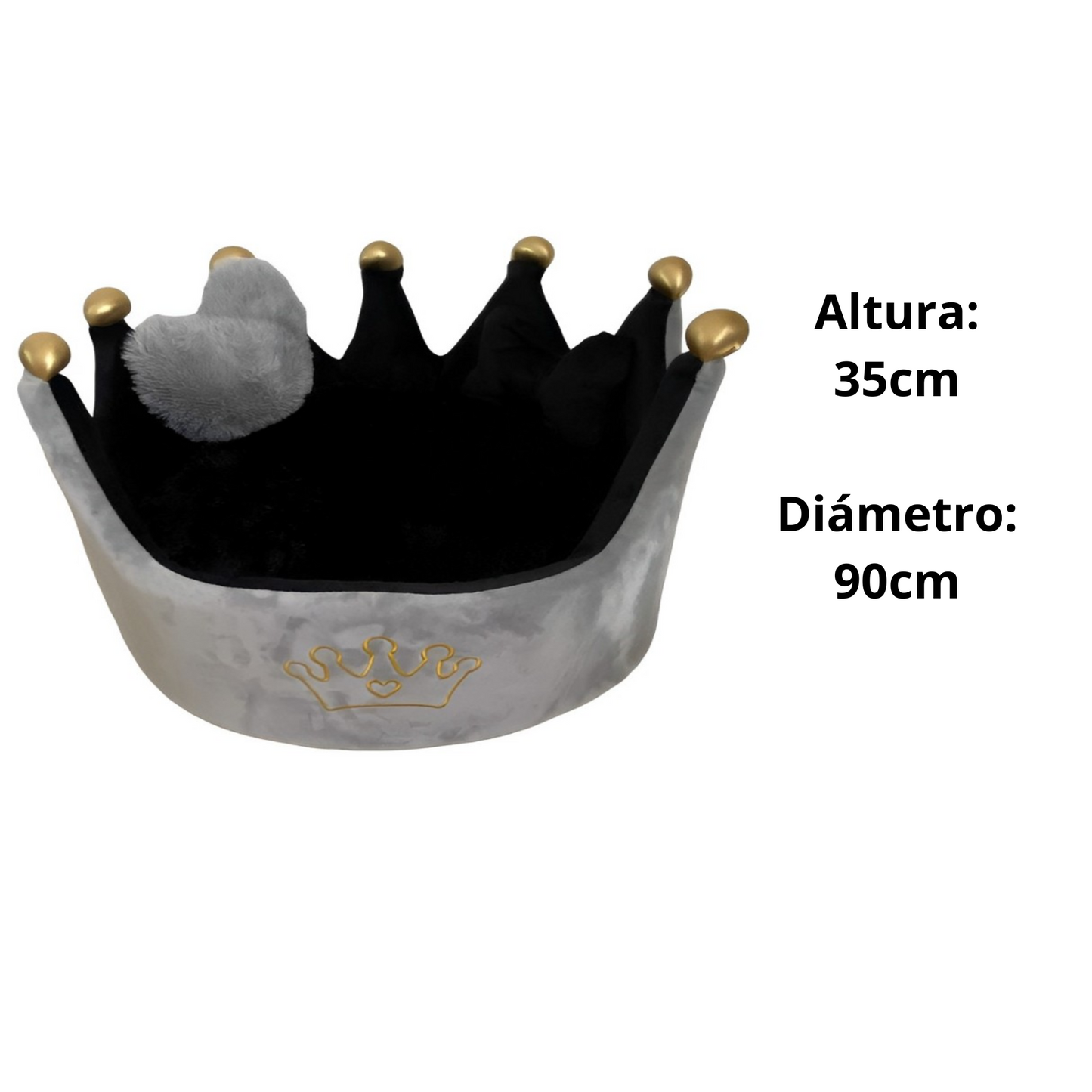 Cama Corona Gris - Negro para Mascotas