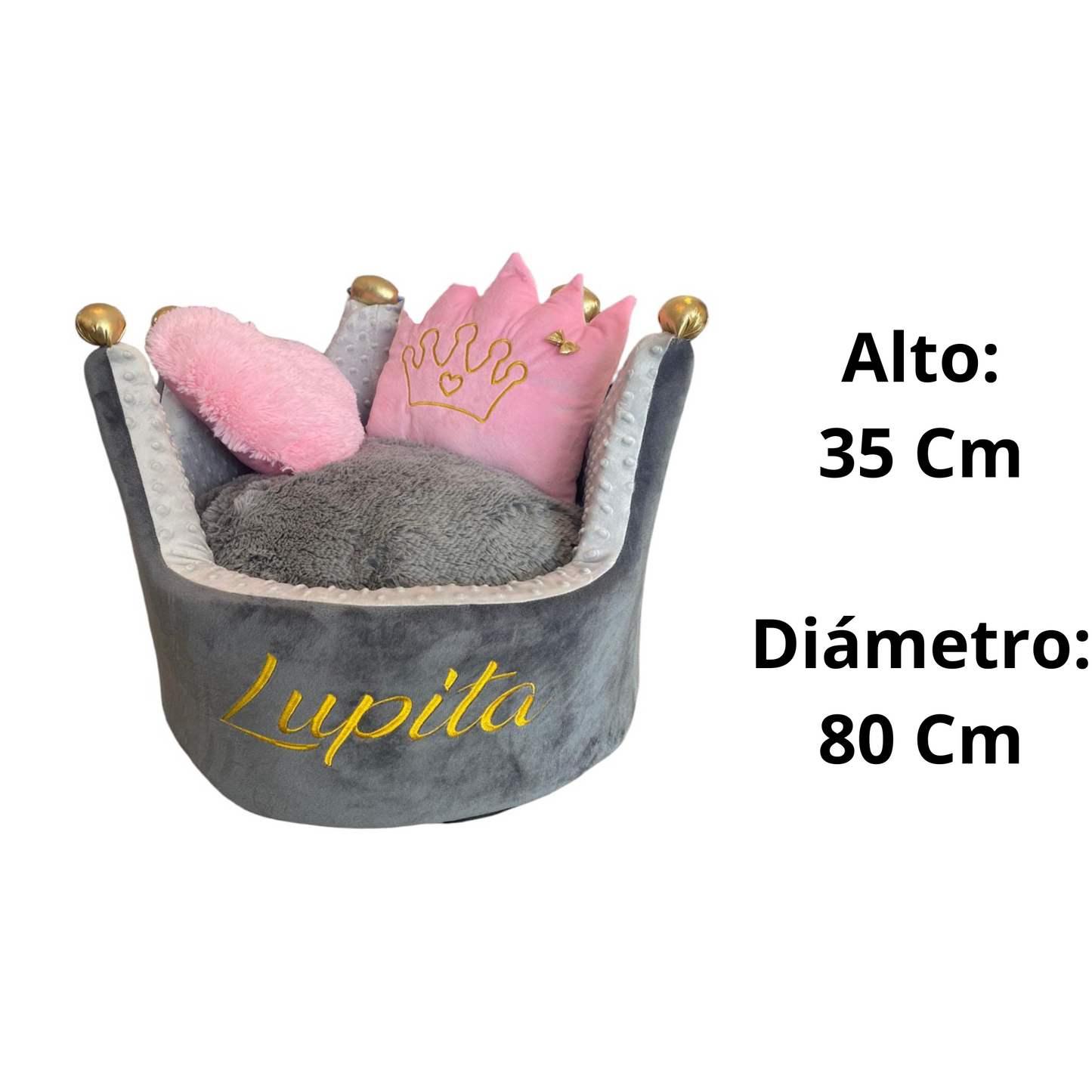 Cama Personalizada Para Mascota Corona Gris