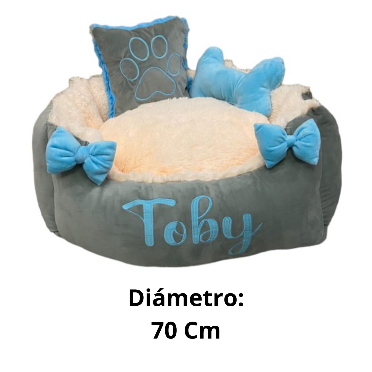 Cama Personalizada Para Mascota Premium Gris-Beige