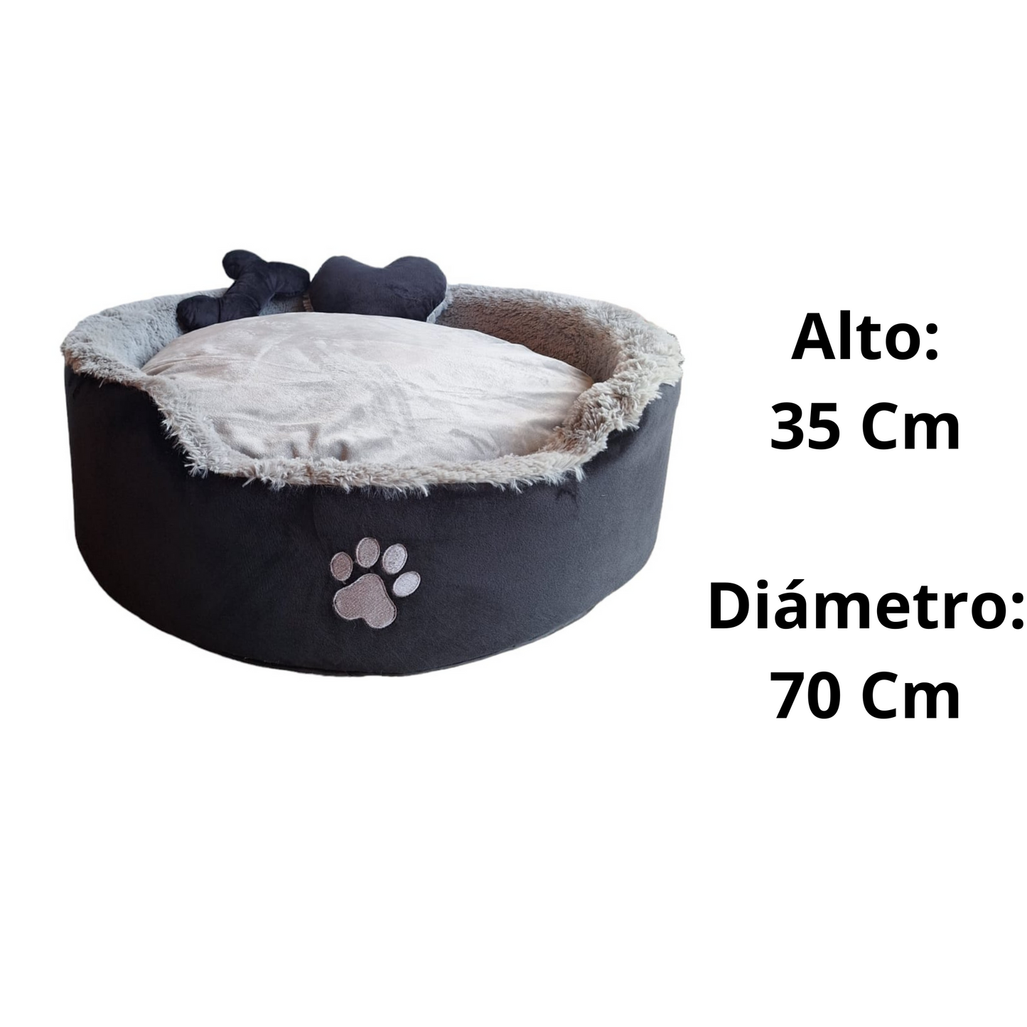 Cama Luxury Para Mascota Negra y Gris