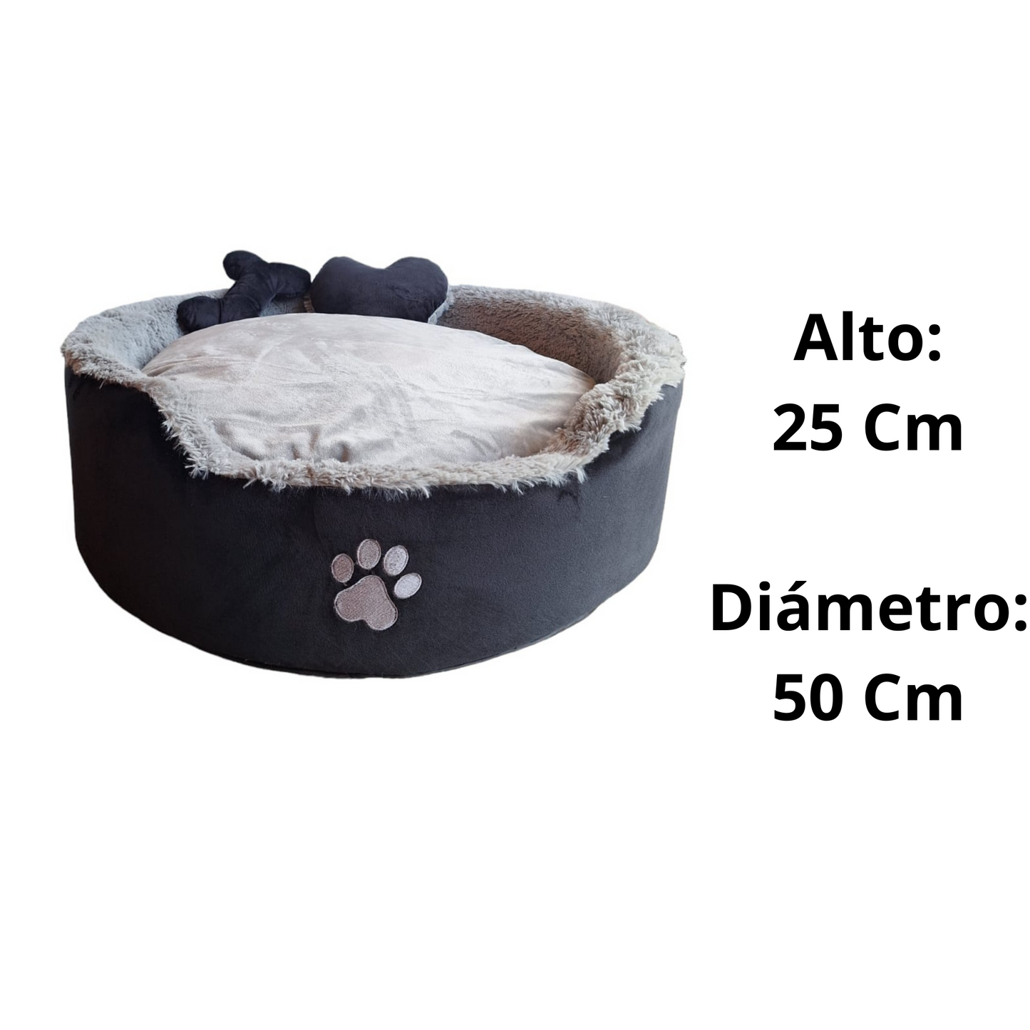 Cama Luxury Para Mascota Negra y Gris