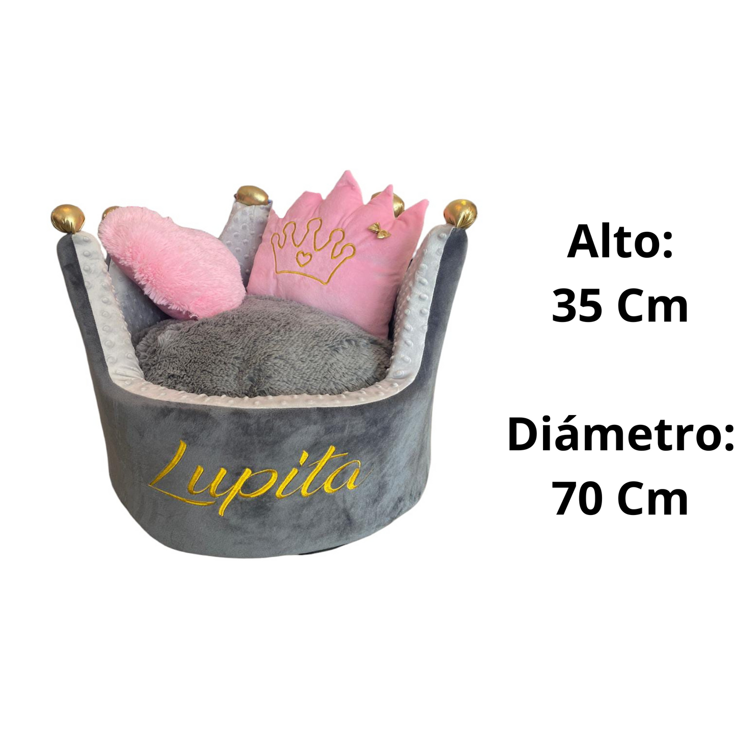 Cama Personalizada Para Mascota Corona Gris