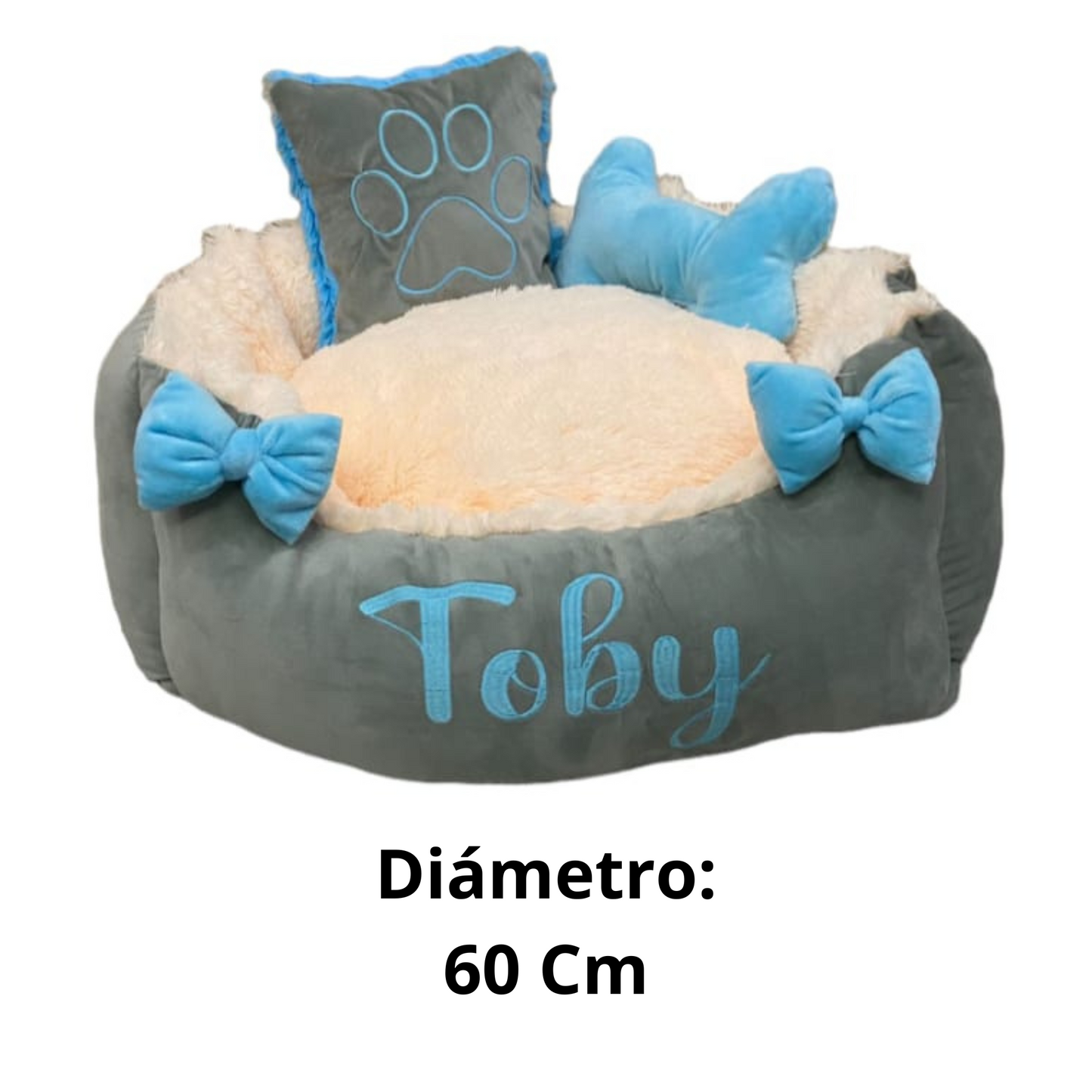 Cama Personalizada Para Mascota Premium Gris-Beige