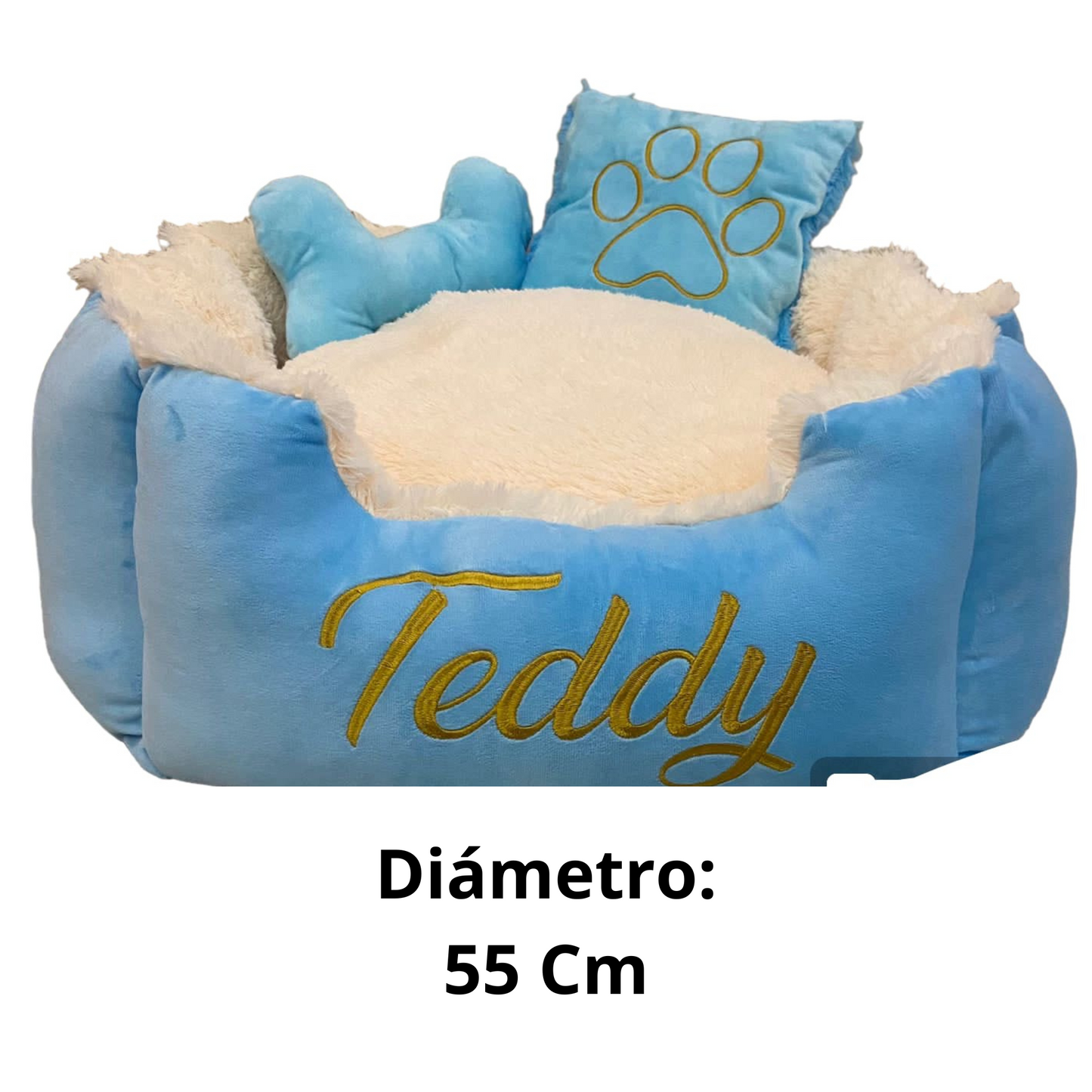 Cama Personalizada Para Mascota Premium Azul
