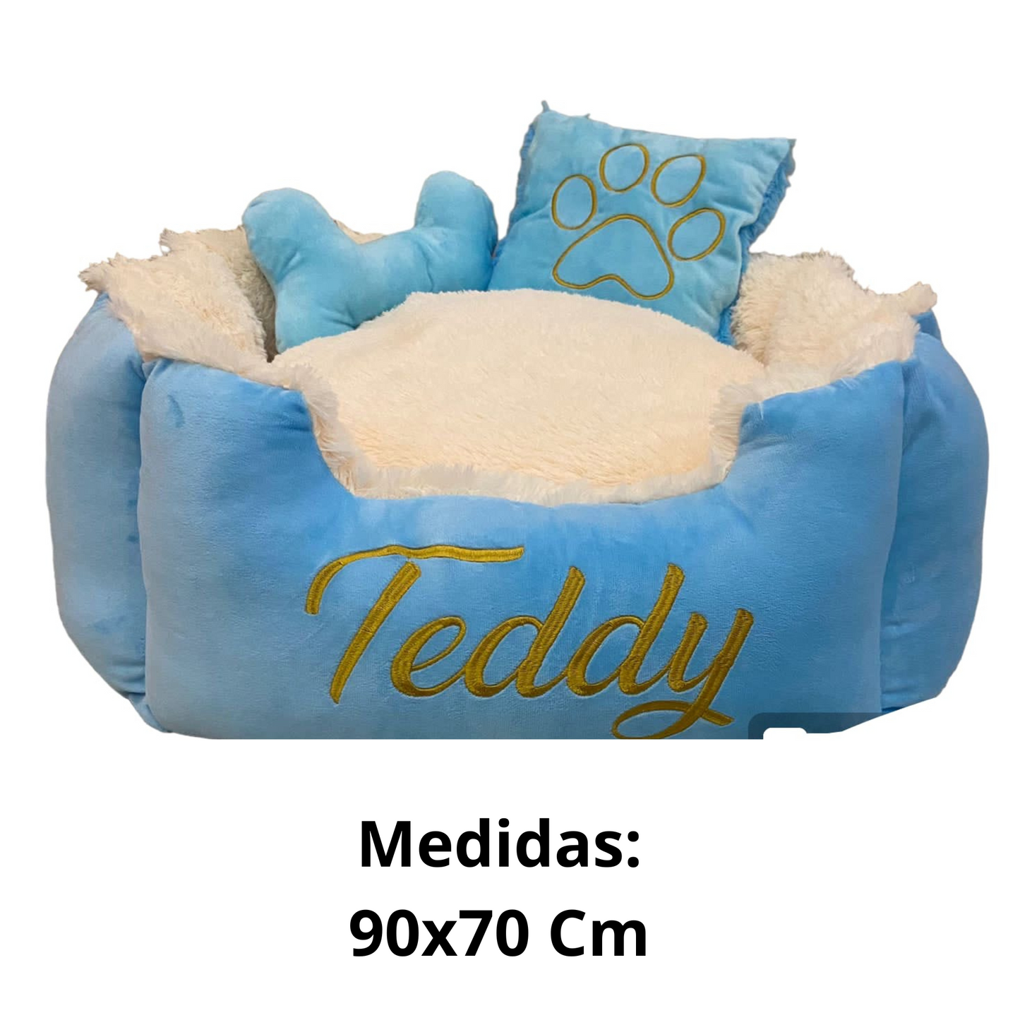 Cama Personalizada Para Mascota Premium Azul