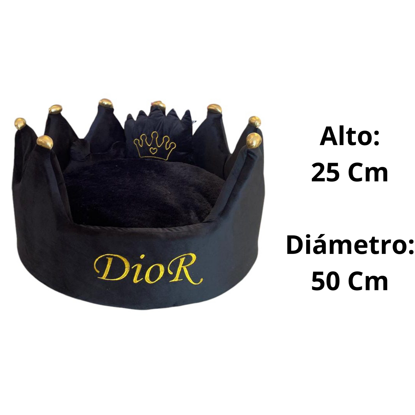Cama Personalizada Para Mascota Corona Negra