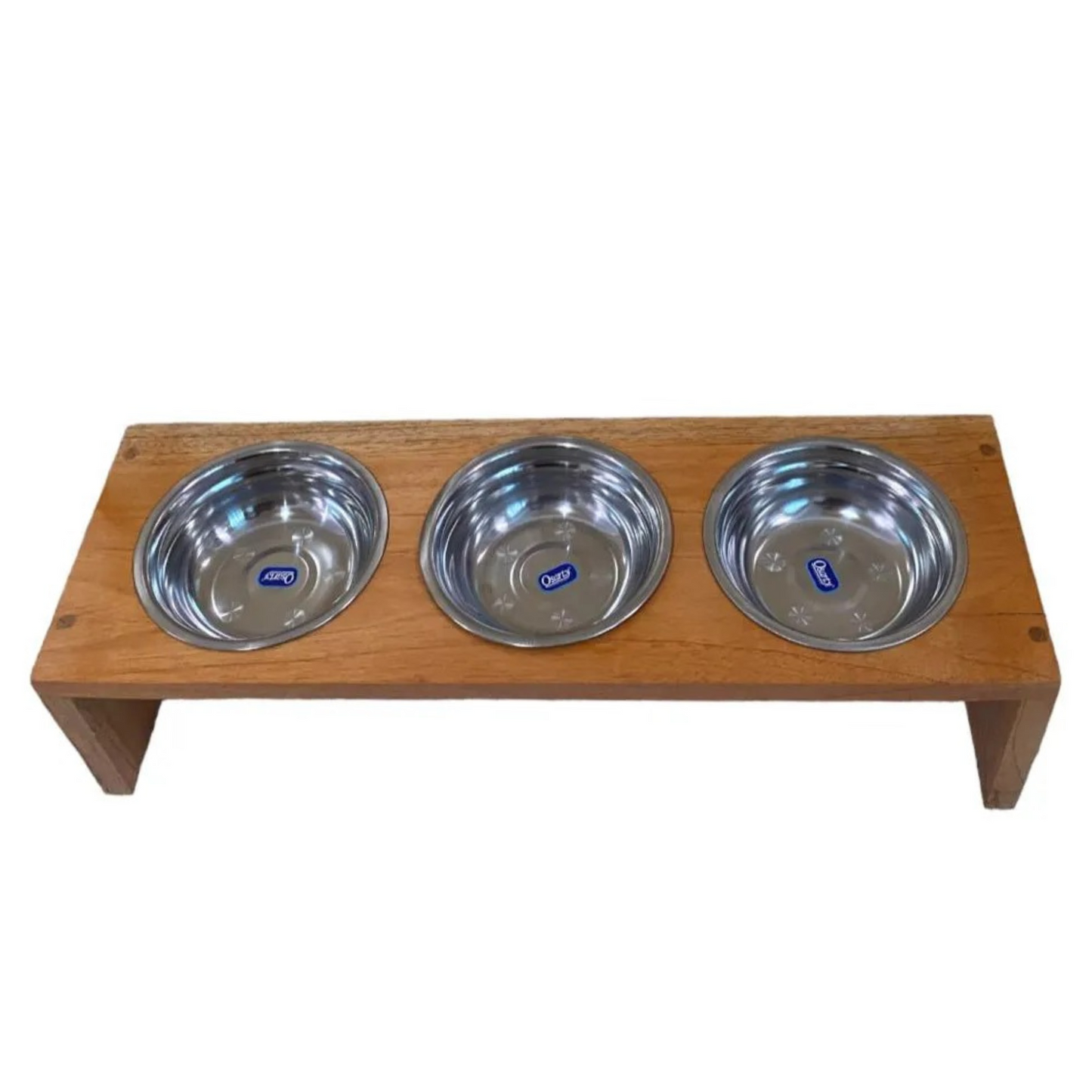 Comedero Triple para Masctoas en Madera Cedro