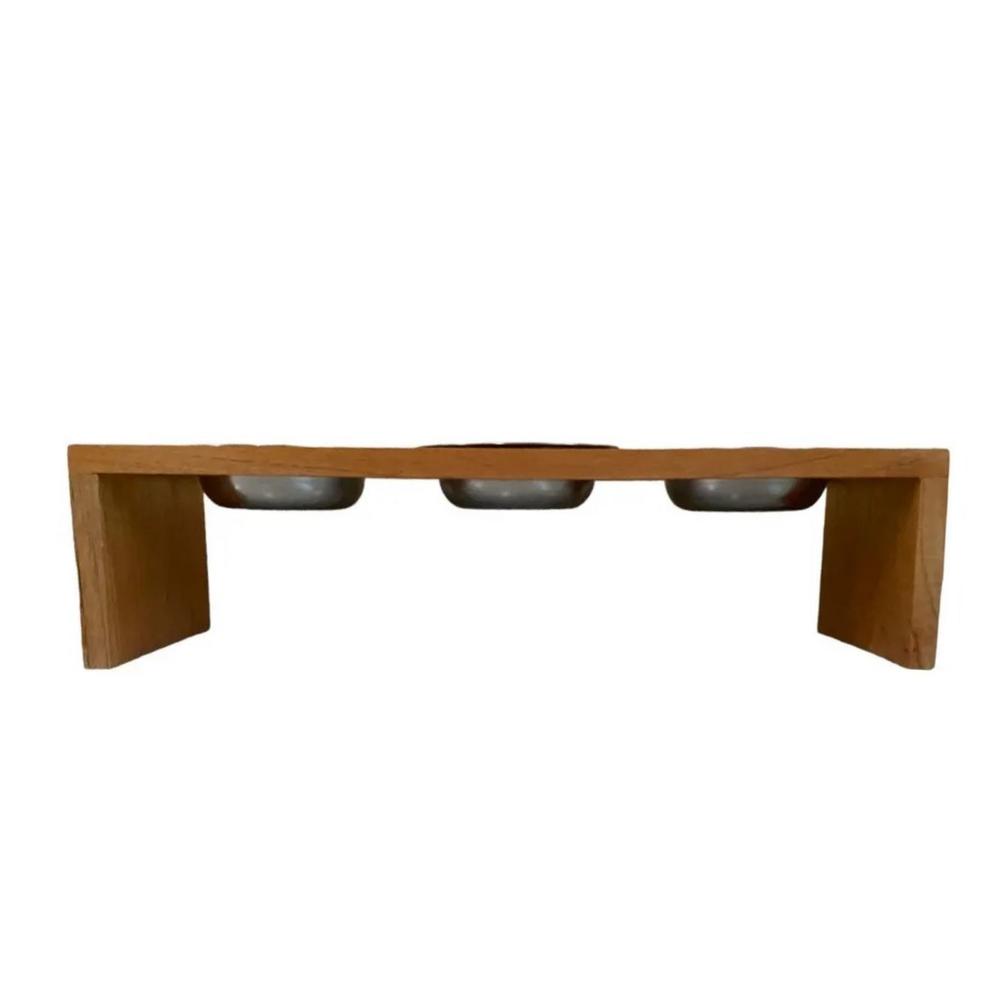 Comedero Triple para Masctoas en Madera Cedro