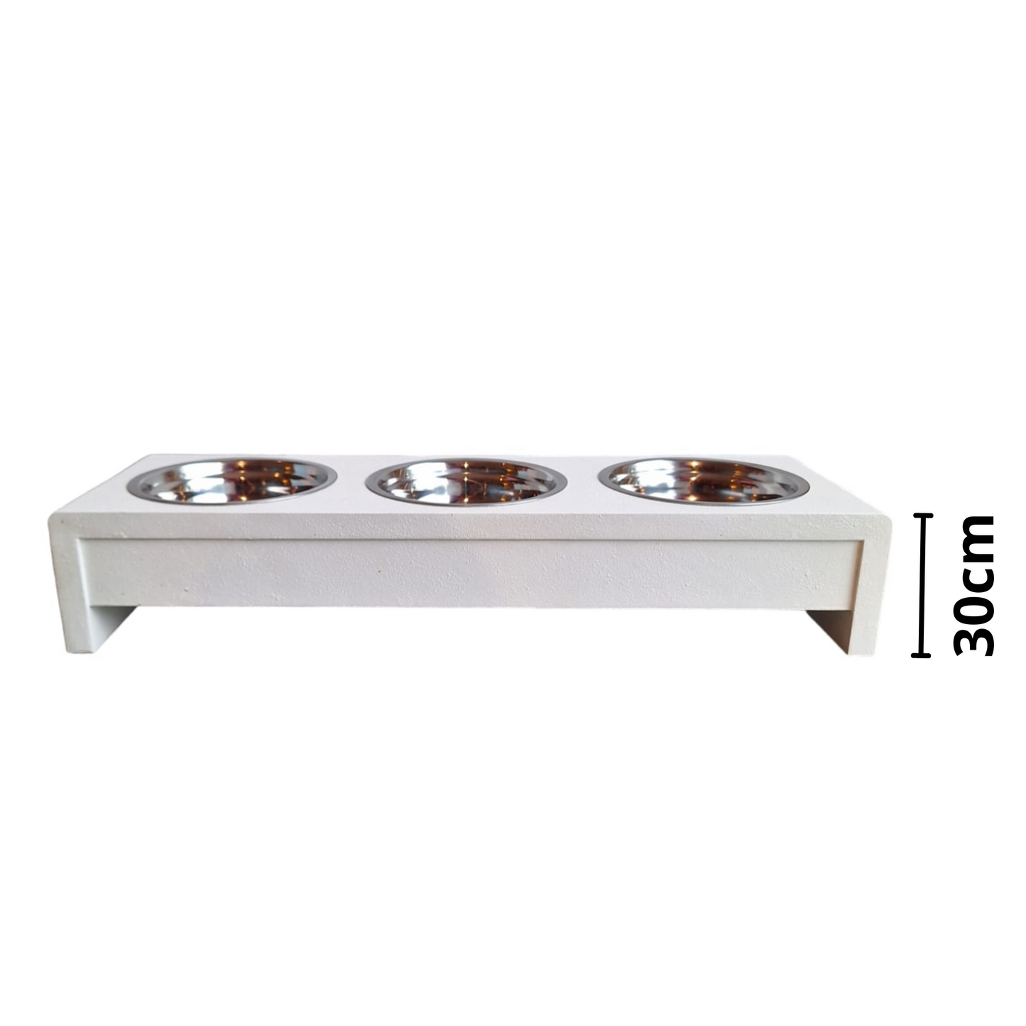 Comedero Triple para Mascotas en Madera Color Blanco