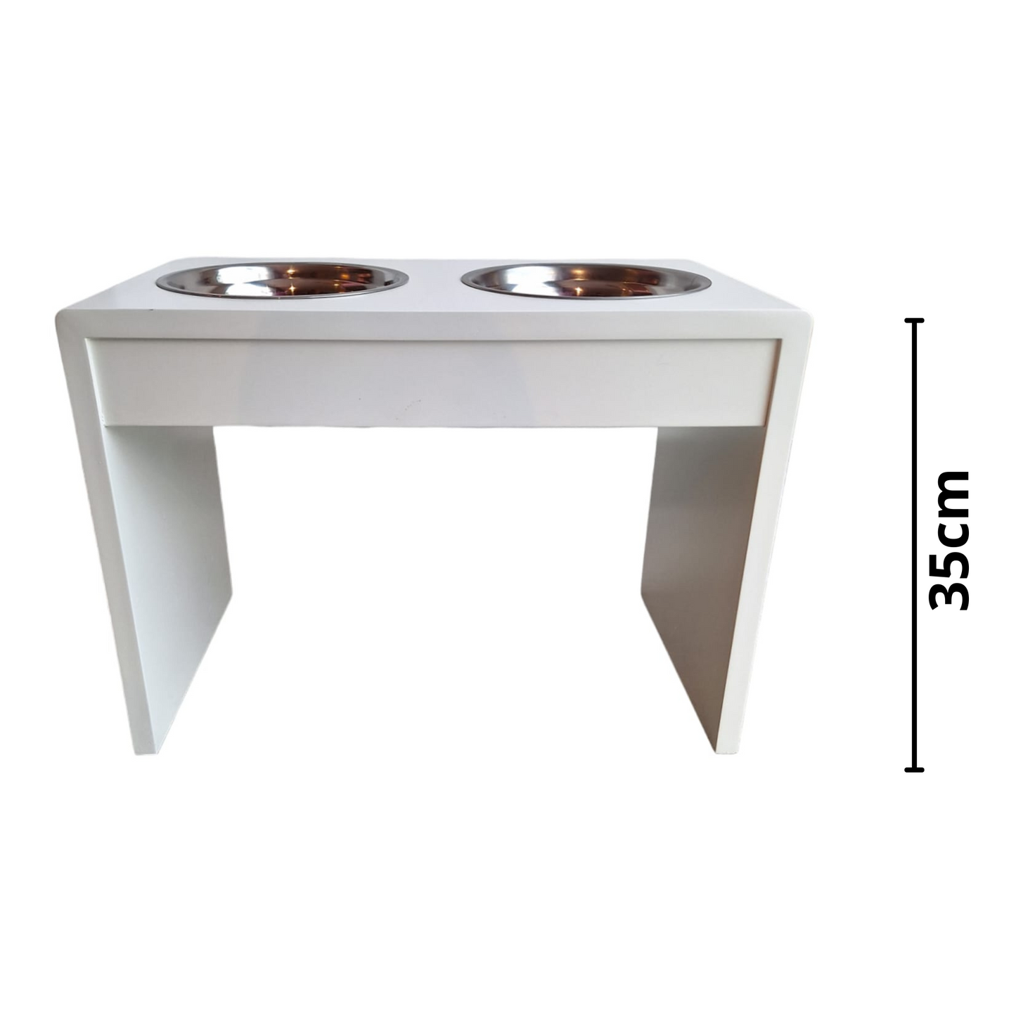 Comedero Doble para Mascotas en Madera color Blanco