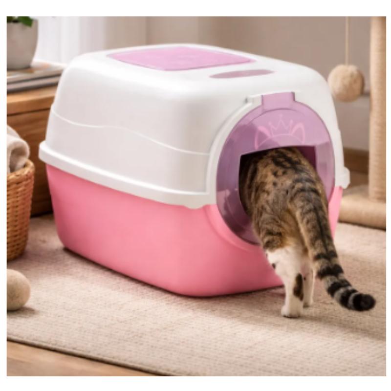 Arenero Cubierto Mediano Para Gato Con Doble Entrada, Filtro Y Pala
