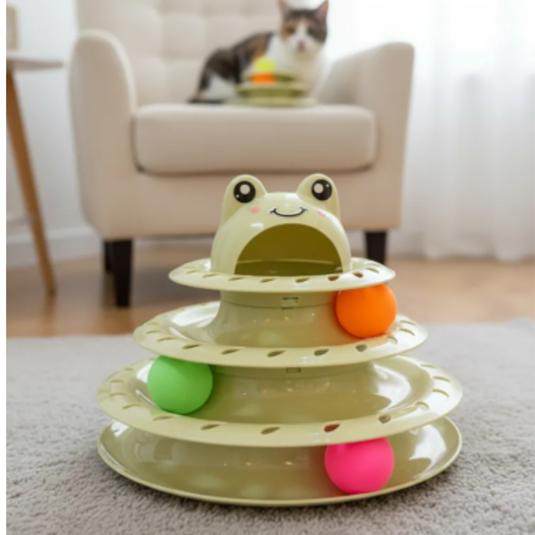 Juguete Interactivo para Gato de 4 Niveles con Pelotas Giratorias