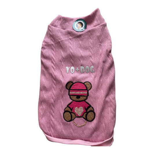 Buzo Para Perrirta Con Estampado Oso Y Accesorio Cadena Ropa