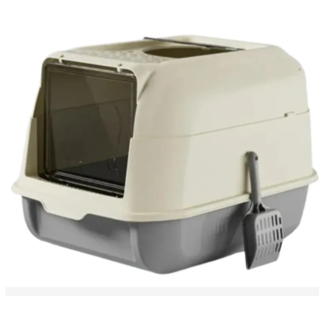 Arenero Cubierto Para Gatos Con Dos Puertas Y Pala 36x35x51 Cm