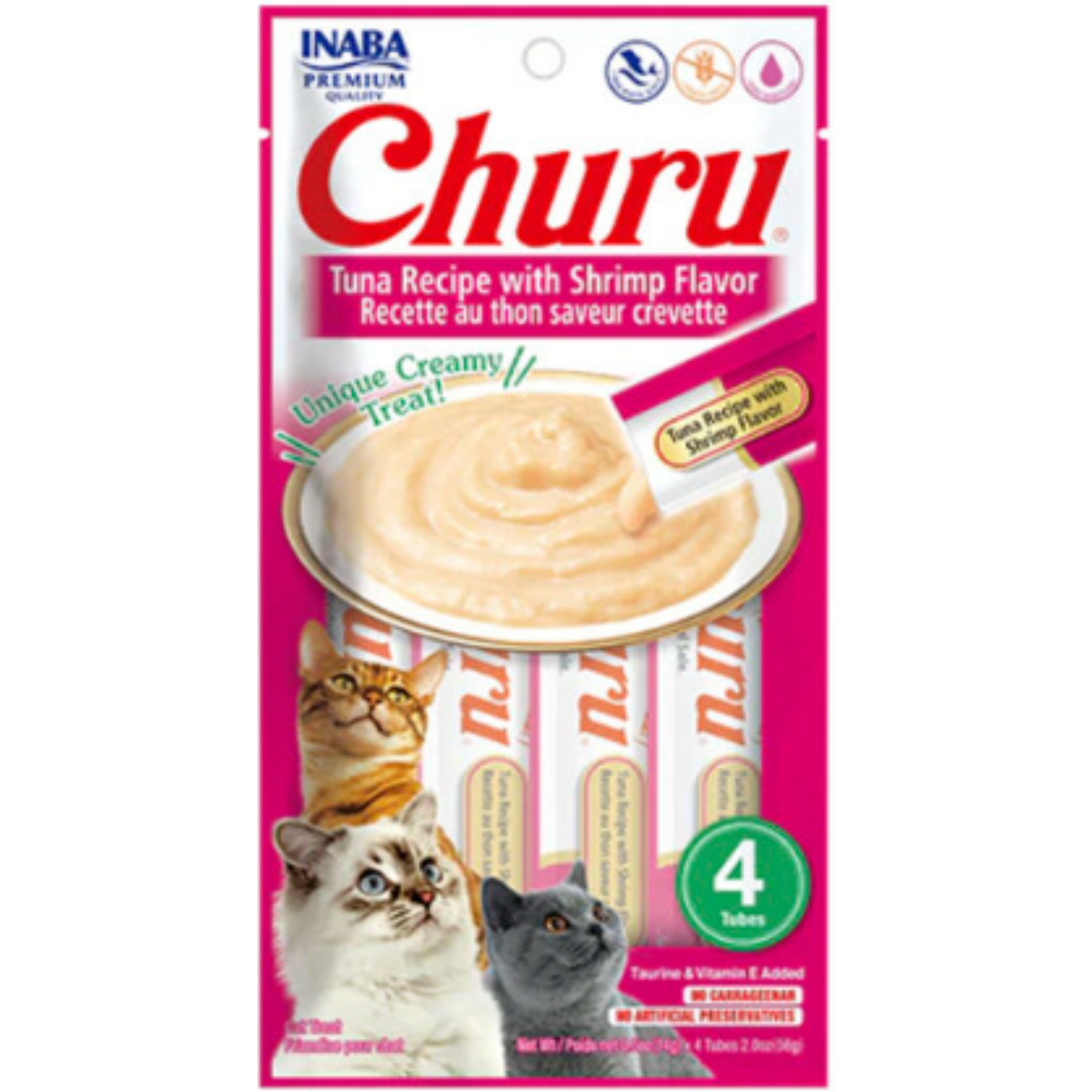 Snack para Gato Churu Sabor Atún Con Camarones (tuna Recipe With Shrimp Flavor)  X 4 Unidades