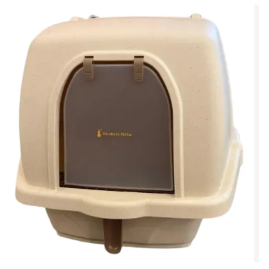 Arenero Cubierto De Lujo Para Gatos Con Puerta Y Filtro Tamaño Grande Beige