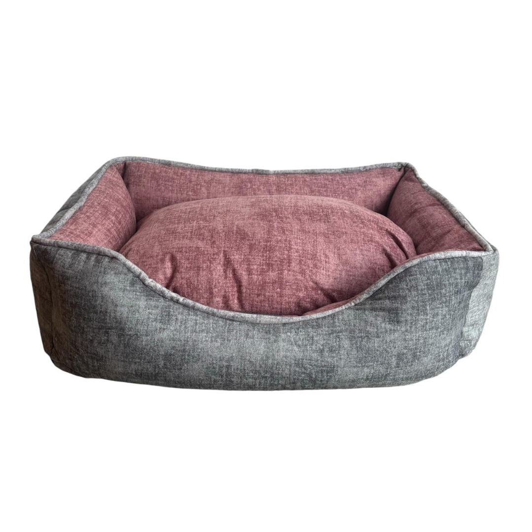 Cama Imperial Doble Faz Para Mascotas Gris-Coral Anti Fluido Y Anti Rasguño