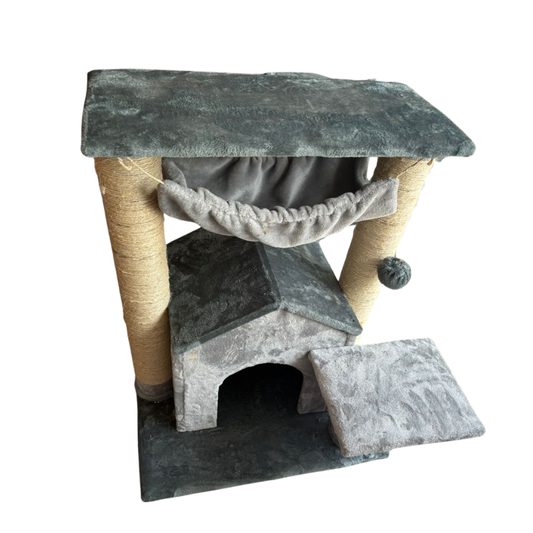 Gimnasio Rascador Para Gatos Con Cueva, Hamaca Y Terrazas 80x60x50 Cm