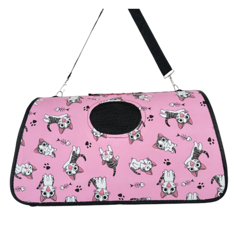 Bolso Guacal Para Mascotas Color Rosa Diseños Surtidos Talla L 52x32x22 Cm