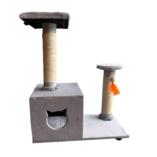Gimnasio Rascador Para Gatos Con Cueva Y Terrazas 83x70x35 Cm Gris
