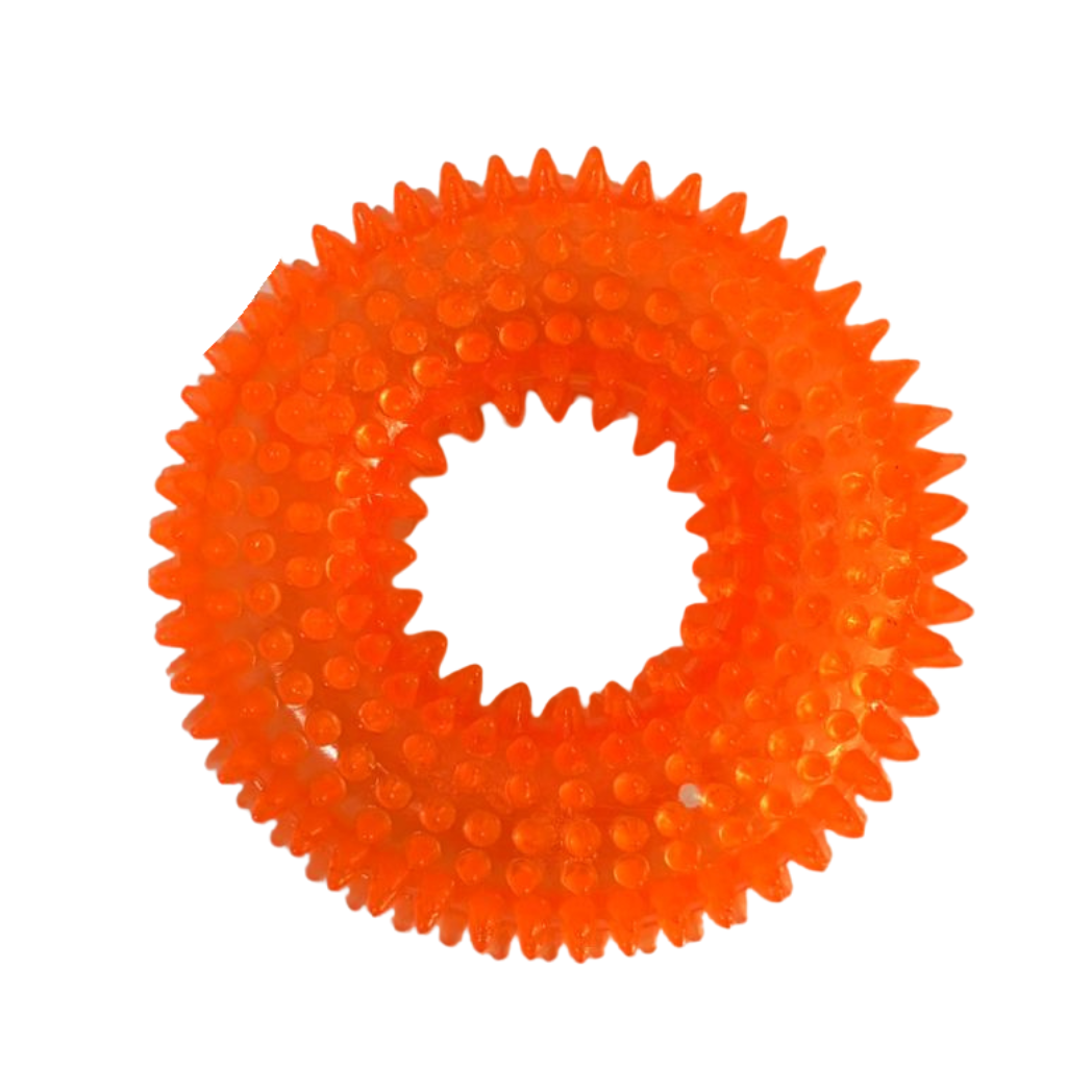 Rasca Encías Para Perro En Forma De Aro 10 Cm Con Sonido Colores Surtidos
