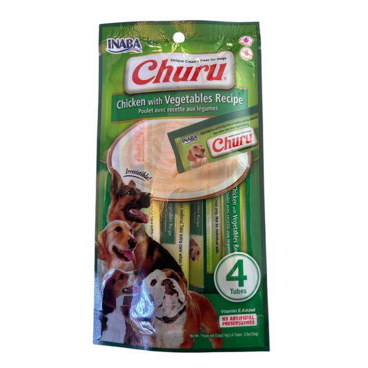 Snack para Perro Churu Sabor Pollo Y Vegetales (chicken With Vegetables Recipe) X 4 Unidades