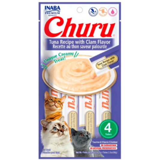 Snack para Gato Churu Sabor Atún Y Almejas (tuna Recipe With Clam Flavor)  X 4 Unidades