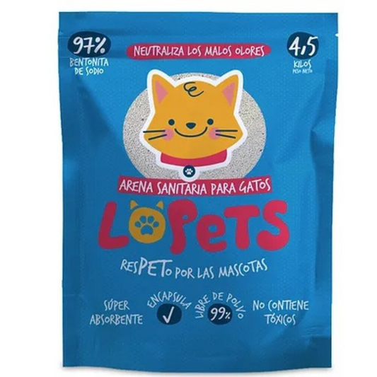 Arena Para Gatos Lopets 4,5 Kg Aseo