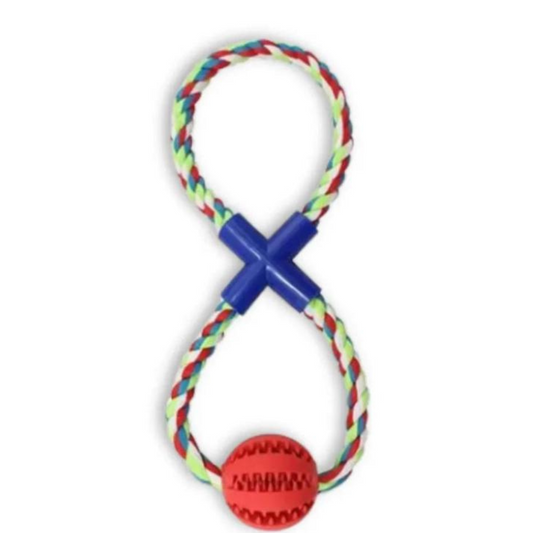 Juguete para Perro Rasca Encías Con Lazo Y Pelota Porta Premio 28 Cm