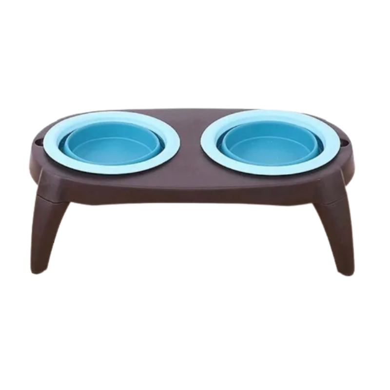 Comedero Doble Alto Plegable para Mascotas 12 cm