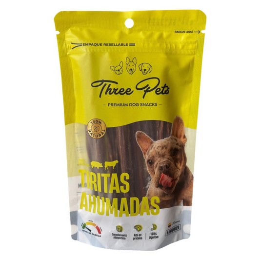 Snacks para Perros Tiritas Ahumadas 6 Unidades Three Pets Esófago De Res O Cerdo