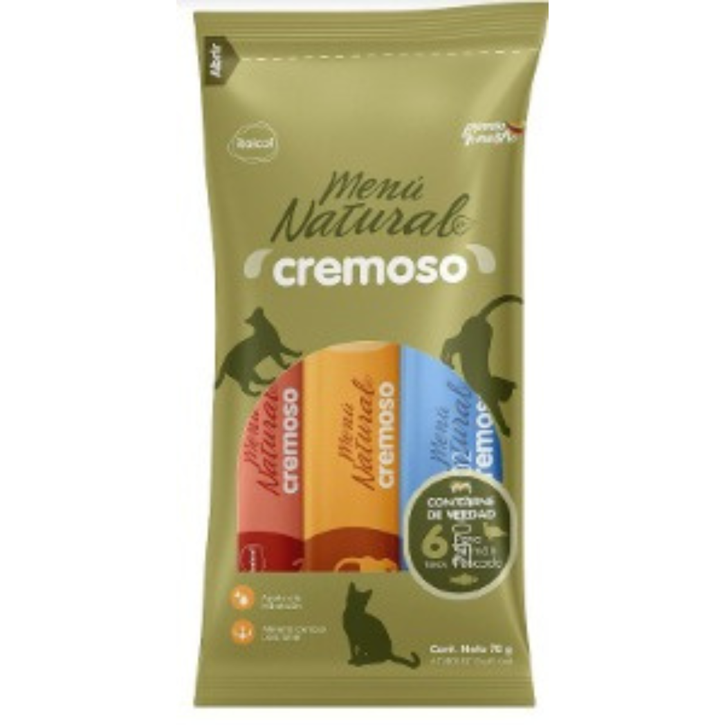 Snack Cremoso Menú Natural Para Gatos X 6 Unidades