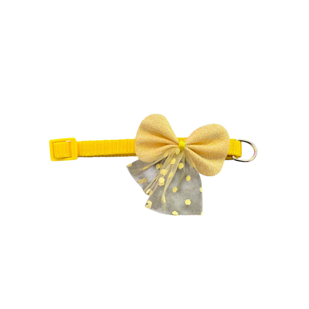 Collar Para Gato O Perro Pequeño Con Moño Y Cascabel