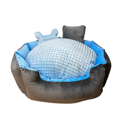 Cama Premium Color Gris y Azul