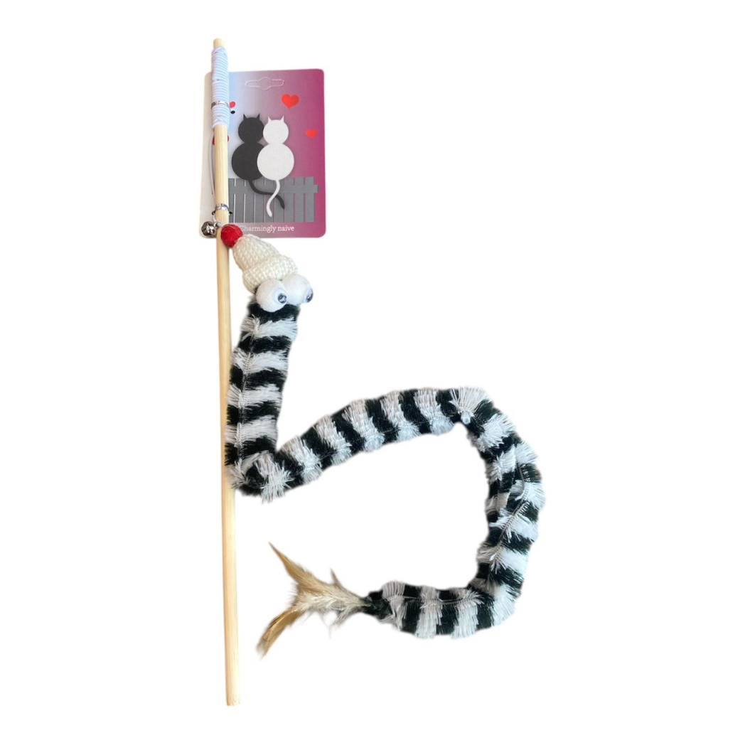 Juguete para Gato Vara Con Serpiente, Cascabel Y Plumas