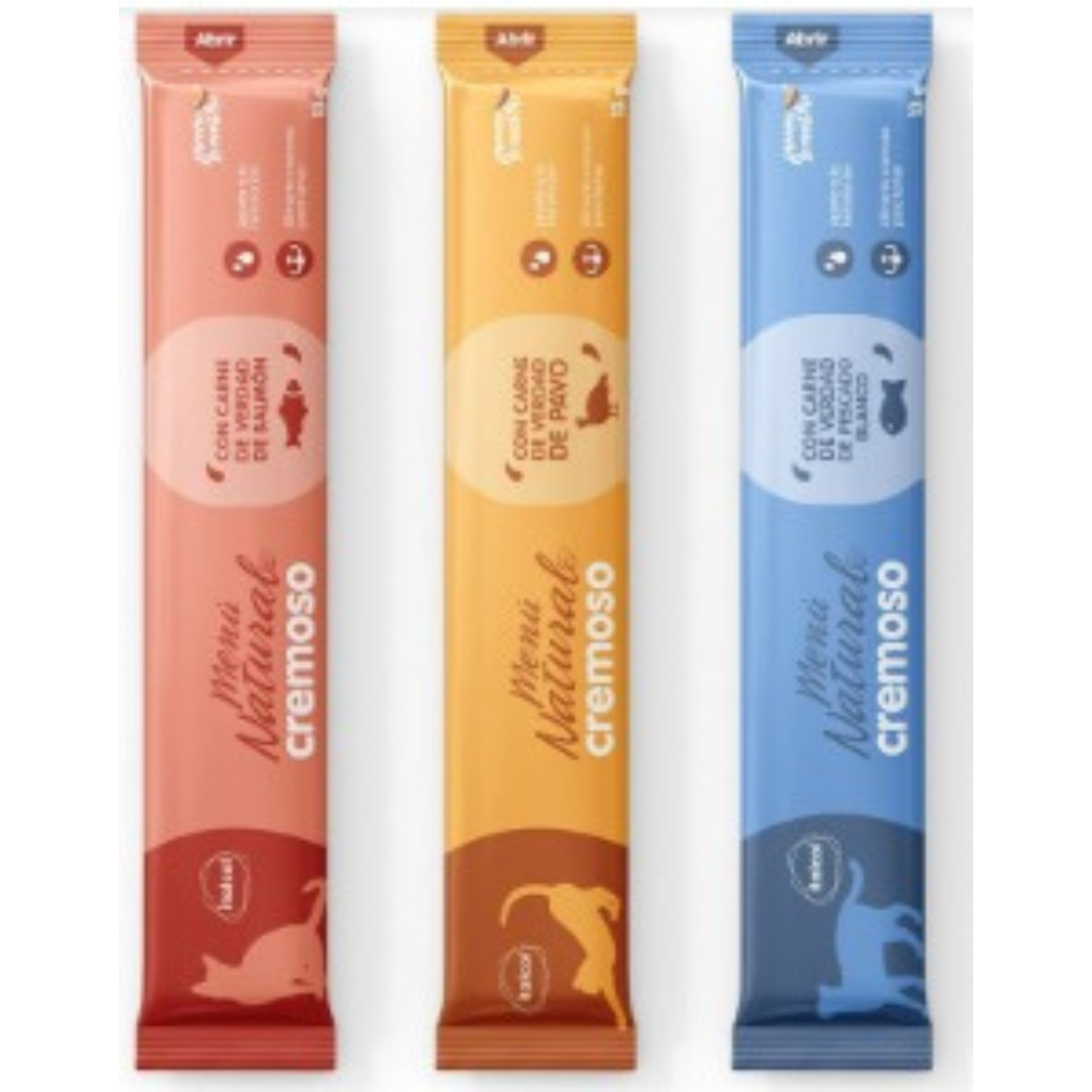 Snack Cremoso Menú Natural Para Gatos X 6 Unidades