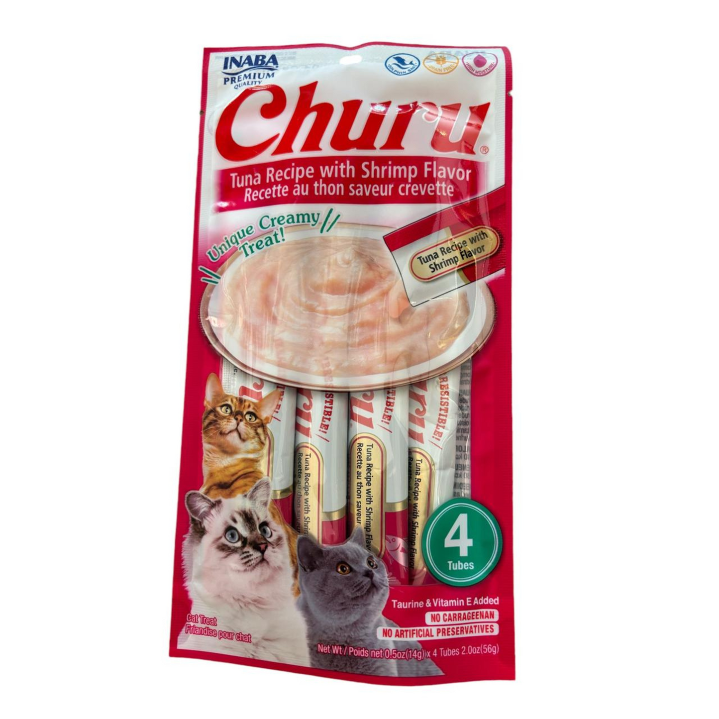 Snack para Gato Churu Sabor Atún Con Camarones (tuna Recipe With Shrimp Flavor)  X 4 Unidades